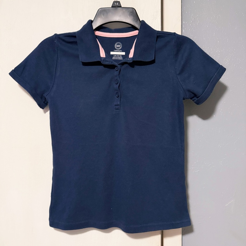 Girls Navy Blue Polo Shirt